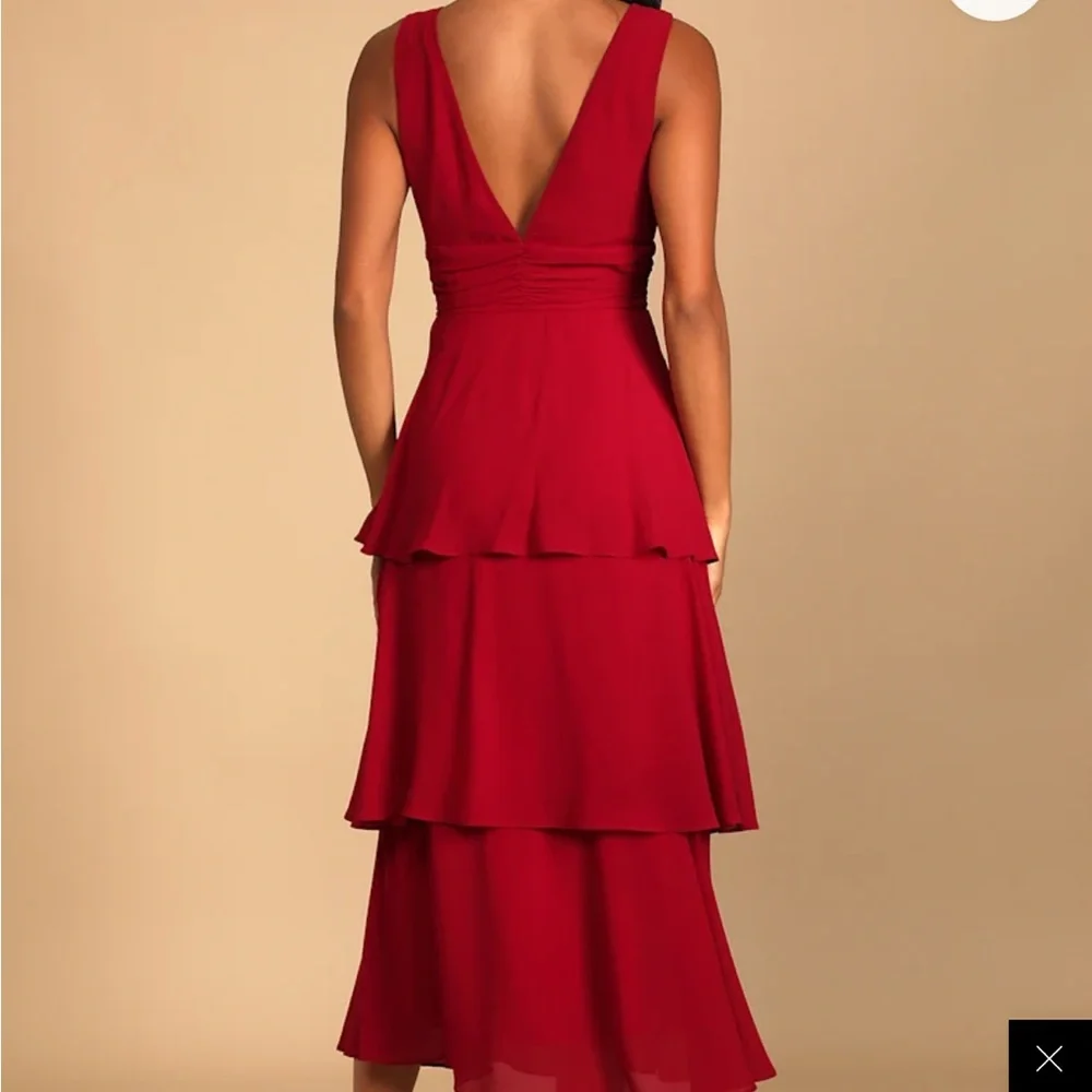 Lulu's Celebration Time Red Sleeveless Tiered Dress - Picture 5 of 5
